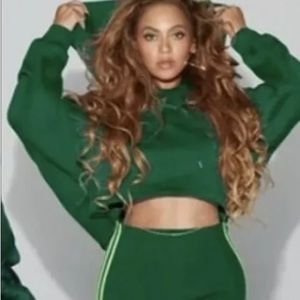 NWT Adidas IVY PARK Womens Dark Green Hooded Cut Out Dress Size Small